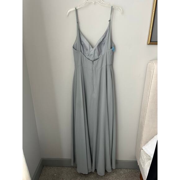 Azazie Davis Dolphin Grey A-Line V-Neck Chiffon Bridesmaid Dress Size A8 - Picture 4 of 12